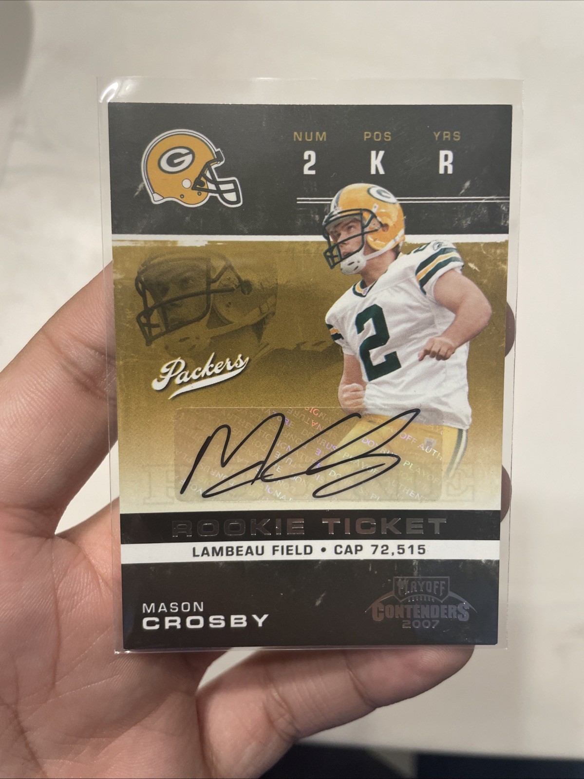 Mason Crosby Playoff Contenders #196 Rookie Ticket-Autograph