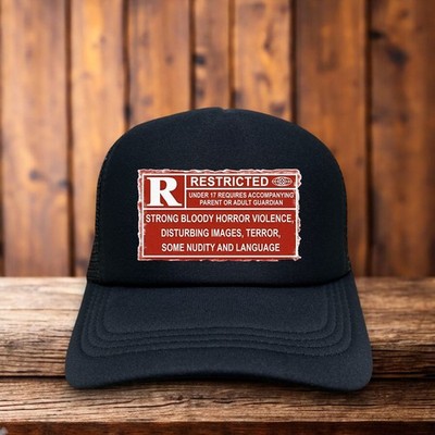 Rated R Mens Trucker Hat Black Snapback Horror Movie Halloween