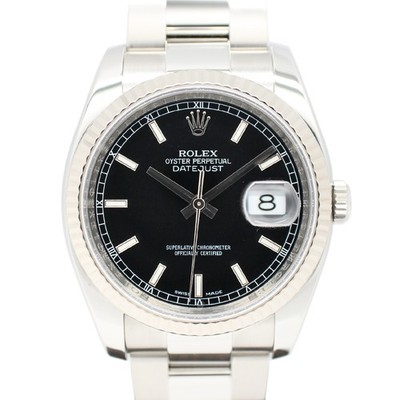 Rolex Datejust 116234 36mm SS Black Dial Automatic Date Watch 2010 #UW201