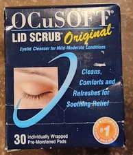 OCuSOFT Lid Scrub Original Pre-Moistened Pads Irritated Eyelid 30 Ct Exp 10/25