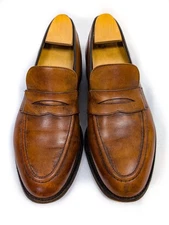 Church's England Brown Calfskin Leather Half Strap Penny Loafers UK 8F US 9D