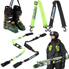 Seenelling 4 Pcs Ski Boot and Pole Carrier Straps Skiing Accessories 2 Anti S...