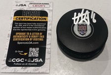 VINCENT TROCHECK SIGNED NEW YORK RANGERS 100 YEARS HOCKEY PUCK W/ CASE JSA COA