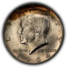 1964-D 50c Kennedy Half Dollar - Thick Colorful Rim Toning - SKU-H3673