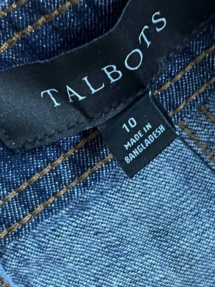 TALBOTS A-Line Harbor JEAN SKIRT 100% Cotton Denim Dark Blue Size 10 A001574 - Image 4 of 4