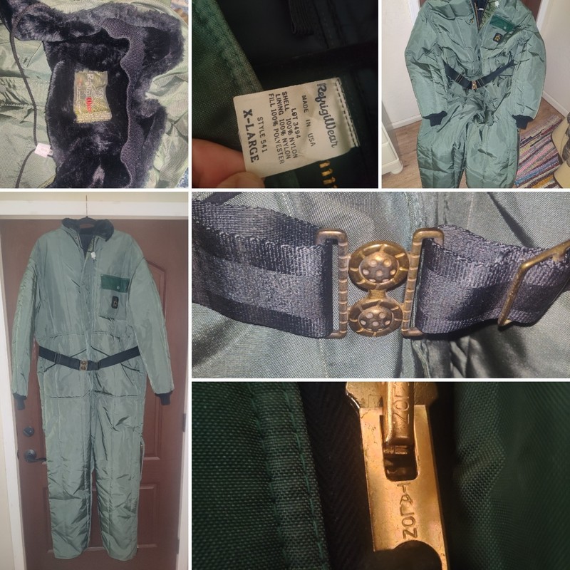 VTG RefrigiWear USA Insulated Coverall Snow Suit Style 541 Adult Green XL