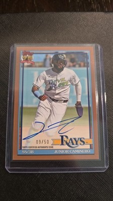 Topps 2026 Series 1 1991 Autographs Gold Auto 09/50 Junior Caminero Rays