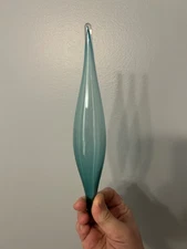 Husted Glass Works Blenko Decanter Reproduction Glass Sea Green Stopper Flame