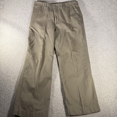 Eddie Bauer Classic Fit W34 L30 Men's Baggy Chino Khaki Flat Front Tan Pants