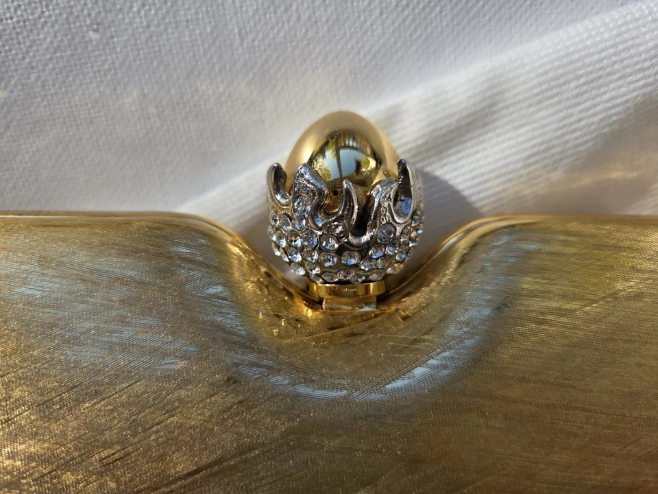 ESTATE RODO ITALY HARD SHELL RHINESTONE Goldtone HANDBAG - Image 4 of 4