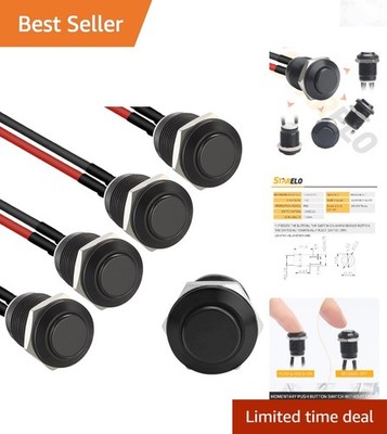 5x 12mm Waterproof Push Button Switch  Aluminum Alloy Manual 12V