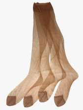 Vtg 50s Nylon Stockings Garter Top Seamless Hosiery Reinforced Toe 2 Matching Pr