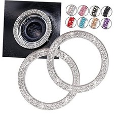Car Bling Ring Crystal Car Stickers Rings Womens Car Decals,2Pcs Push A1-white