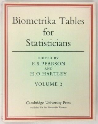 BIOMETRIKA TABLES FOR STATISTICIANS. VOLUME II (V. 2) By E. S. Pearson & H. O.