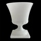 E.O. Brody Co. Vintage White Milk Glass 9" Tall Footed Vase Planter, Grecian Urn