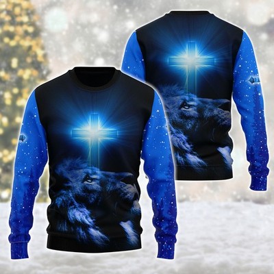 Way Maker Miracle Worker Lion And Light Cross 3D T-Shirt Full Size S-5XL