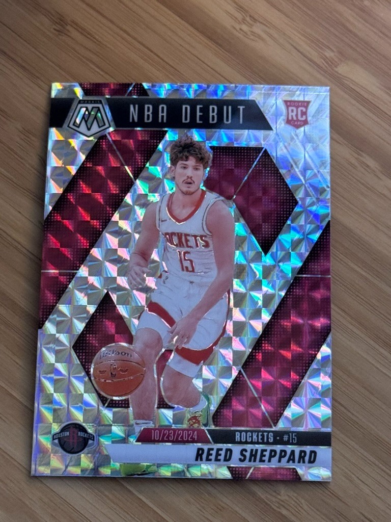 Reed Sheppard 2024-25 Panini Mosaic - RC Mosaic Prizm NBA Debut Rockets #252