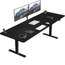 VIVO Electric 83  x 30  Stand Up Desk Workstation, Black Table Top, Black Frame