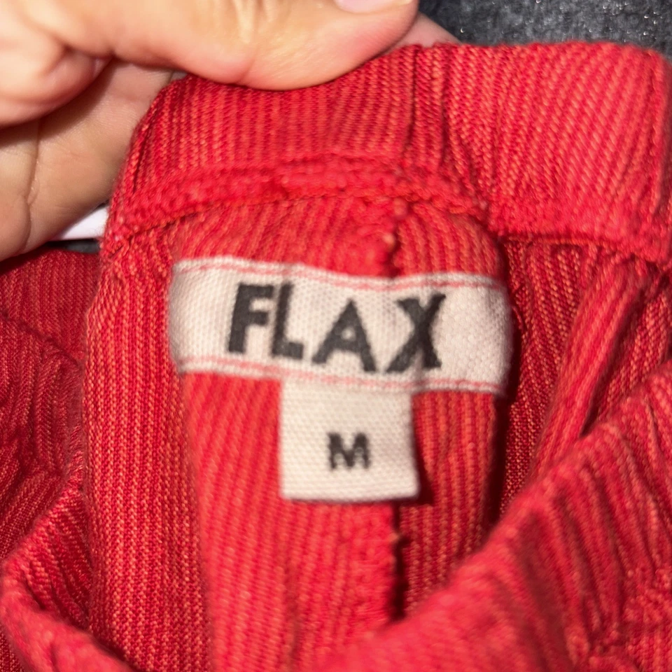 FLAX Floods Pants Womens Size M Red Striped  Linen Artsy Boho - Image 3 of 4