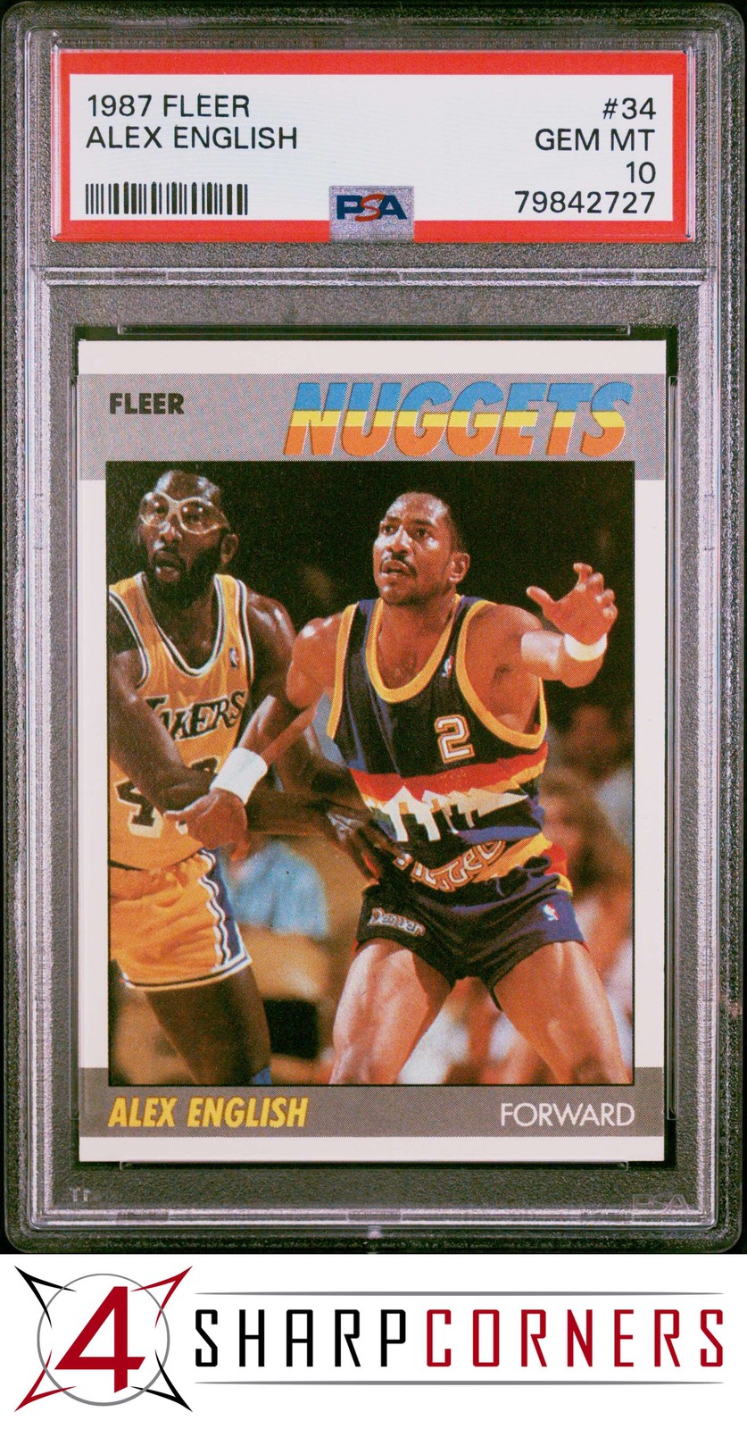 1987 FLEER #34 ALEX ENGLISH NUGGETS HOF PSA 10 SET BREAK