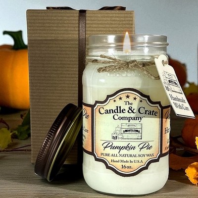 Pumpkin Pie Delicious Scented Mason Jar Soy Wax Fall Candle Freshly Handmade
