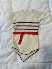 Vintage 70s Pampis Terry Baby Romper Sunsuit Nautical Knit 3-6m Guatemala  
