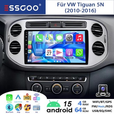 Android 15 Autoradio 4+64G Carplay GPS NAVI WiFi KAM+ Für VW Tiguan 5N Golf Plus