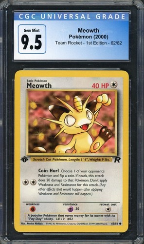 Meowth (1st Edition) graded CGC 9.5 for sale on eBay