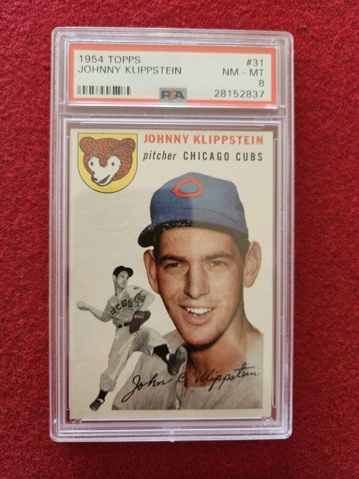 BB - 1954 Topps - #31 - Johnny Klippstein - PSA 8 - NM-MT