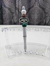 New York Jets Silicone Beaded Refillable Pen Extra   Black Ink Cartridge 