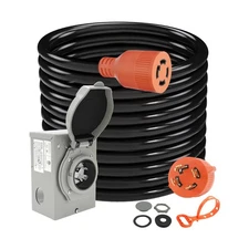 Finderomend 50ft 30 Amp Generator Cord and 30 Amp Generator Inlet Box, NEMA L...