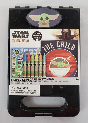 Star Wars The Mandalorian Travel Clipboard Sketchpad Child Grogu Stickers Crayon