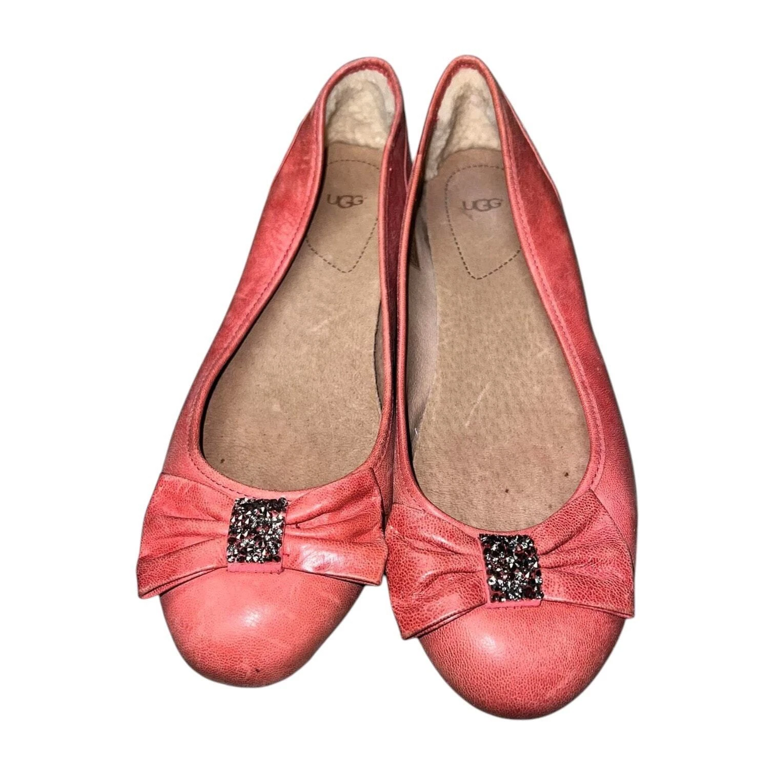 Scarpe casual UGG Rohen Crystal Bling fiocco pelle slip on misura 9 5