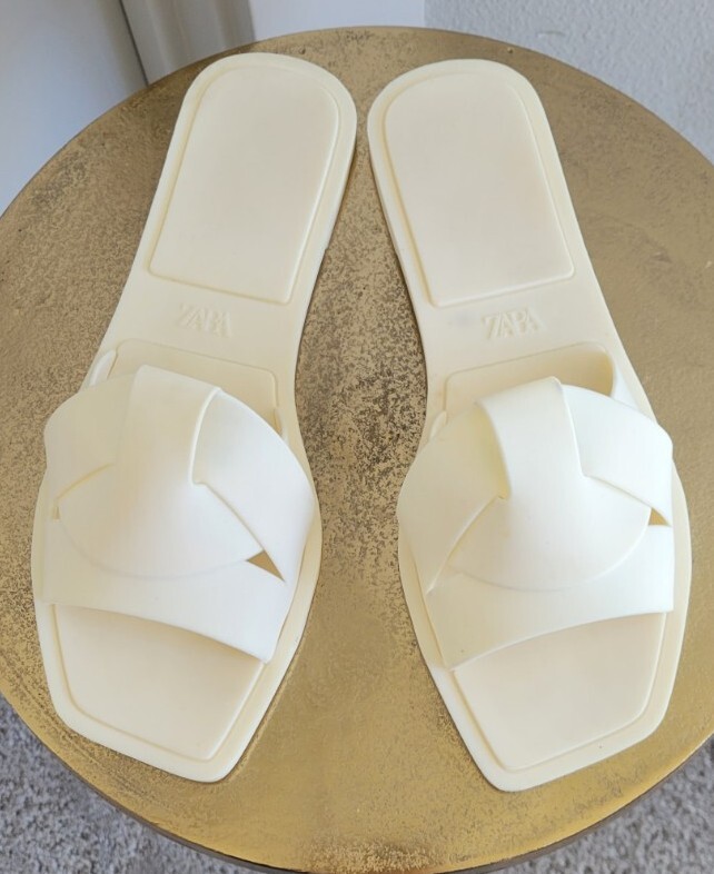 Zara Sandalias Tipo Hermes Mujer Zara Crema Goma Sin Cordones