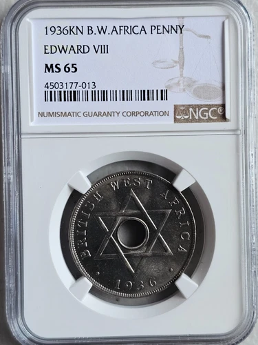 British West Africa 1 Penny 1936KN Edward VIII NGC MS 65