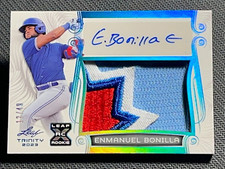 2023 Leaf Trinity AWESOME !! WORN PATCH ROOKIE AUTO Enmanuel Bonilla 12/49