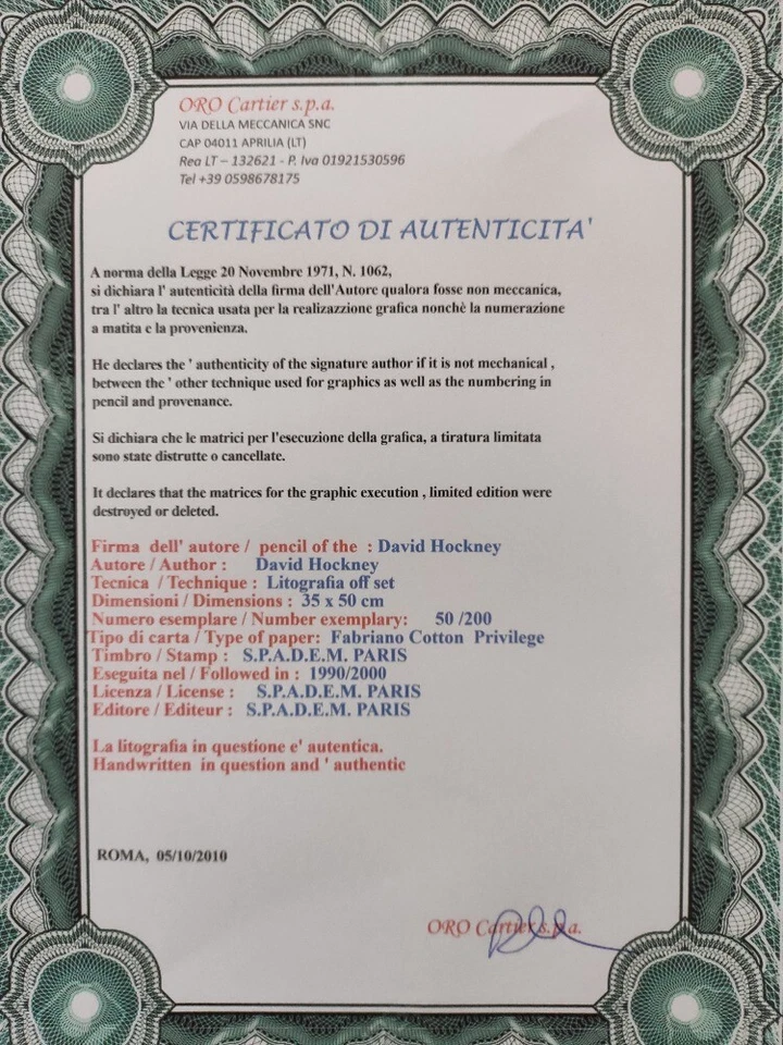 Подписанный Дэвидом Хокни - Цветы - Сертификат SPADEM Париж - Изображение 3 из 4