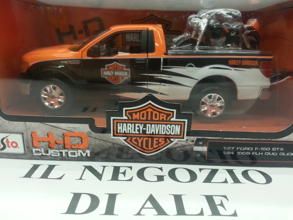 MAISTO MODELLINO "HD CUSTOM" 1:27 FORD F-150 STX+1:24 2000 FLSTF FAT BOY BIKE - Immagine 3 di 4
