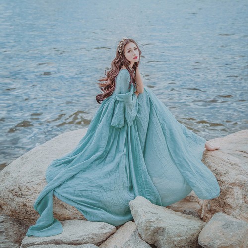 Women Medieval Maxi Dress Renaissance Princess Beach dress High Waist Prom  Gown | eBay