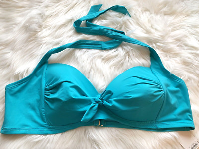 SWIM BRA TOP  3X  24-26W  Halter Swimsuit Turquoise Blue Swimwear MIX MATCH PLUS