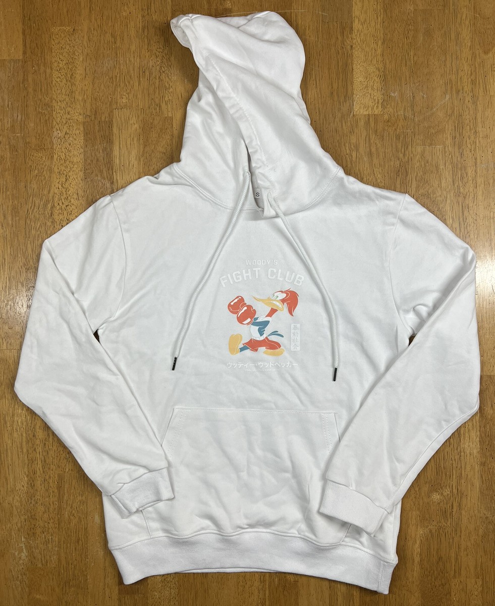 RIOT SOCIETY 2002 WOODY WOODPECKER'S FIGHT CLUB MEN'S WHITE HOODIE