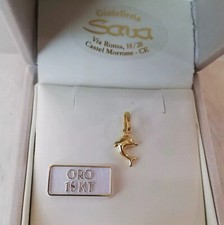 Ciondolo Delfino Double Face In Oro Giallo 750 18 Kt NUOVO 