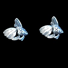 Sterling Silver 925 Beta Goldfish Koi Stud Earrings USA Made Surgical Steel Post