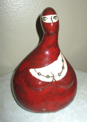 Heather Red Glazed Woman's Bust Sculpture, Shrouded Imagination, 8'' x 5'', EUC