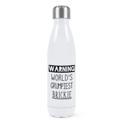 Warnung World's Grumpiest Brickie Doppelwandige Trinkflasche Bester Maurer