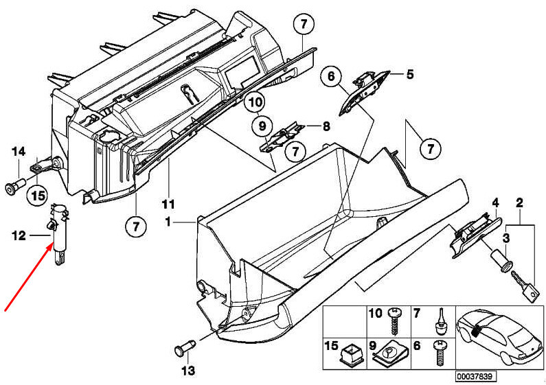 OEM BMW 3 E90 GLOVE BOX DOOR DAMPER 51168224806 8224806 GENUINE  