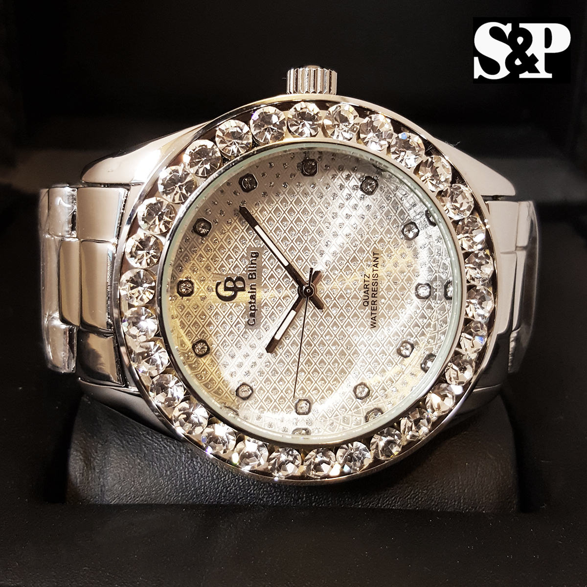 MENS ICED WHITE GOLD PT HIP HOP BIG CZ STONES BEZEL METAL MENS ICED WHITE GOLD PT HIP HOP BIG CZ STONES BEZEL METAL