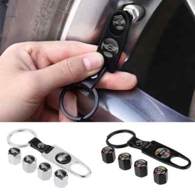 For MINI Cooper One S R50 R53 R56 R60 F55 R58 R59 Car Tire Valve Caps KeyChain