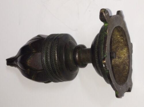Antique Bronze Candle Holder Opens and Folds as Lotus Flower Tortoise Base 11 cm - Picture 15 of 15