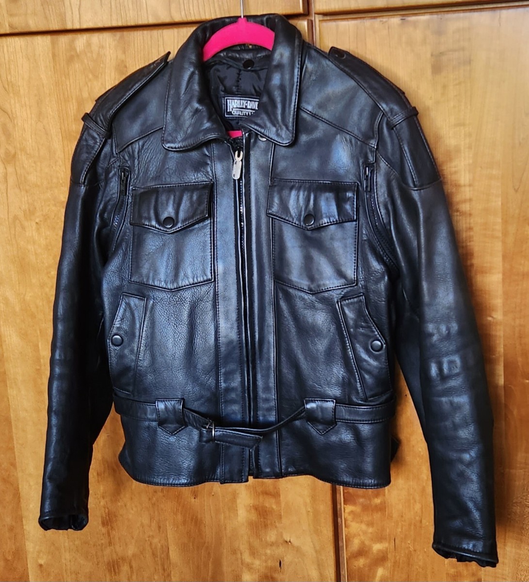 Vintage Harley Davidson Black Leather Jacket -Made in Korea-Size
